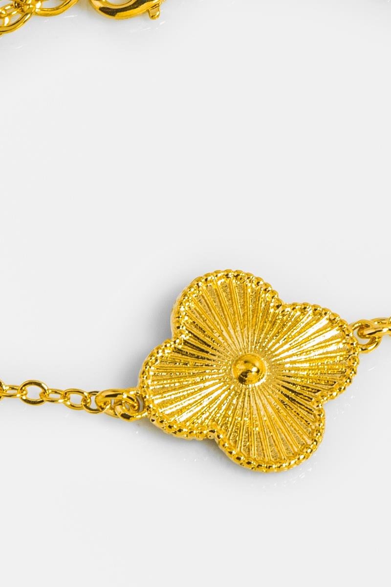 PULSEIRA TREVO DETALHE BOLEADO 18MM CORRENTE ELINHO OURO