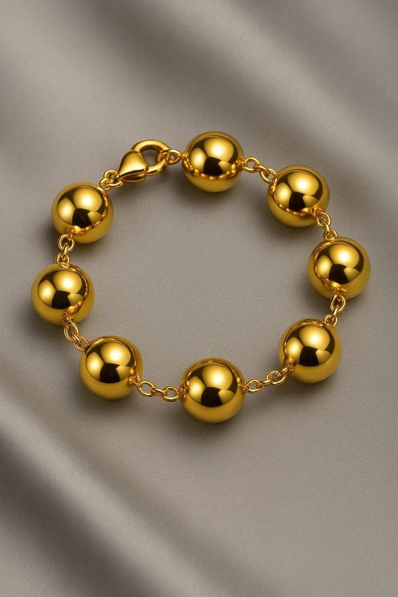 PULSEIRA DE BOLA LISA 10MM CORRENTE OURO