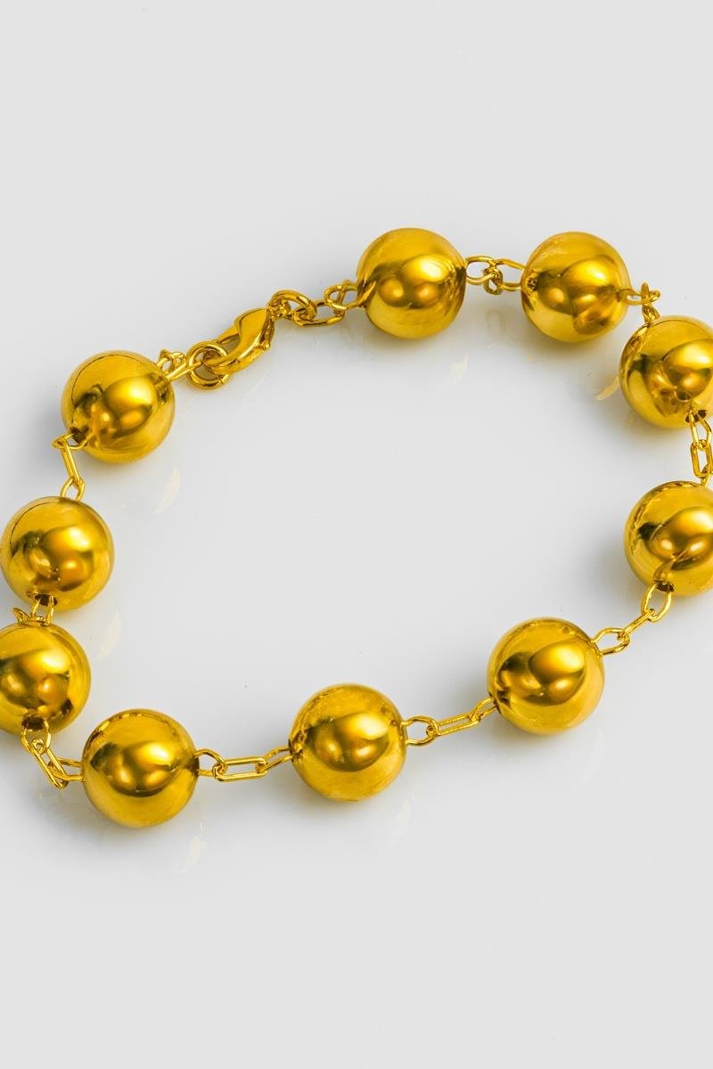 PULSEIRA DE BOLA LISA 10MM CORRENTE OURO