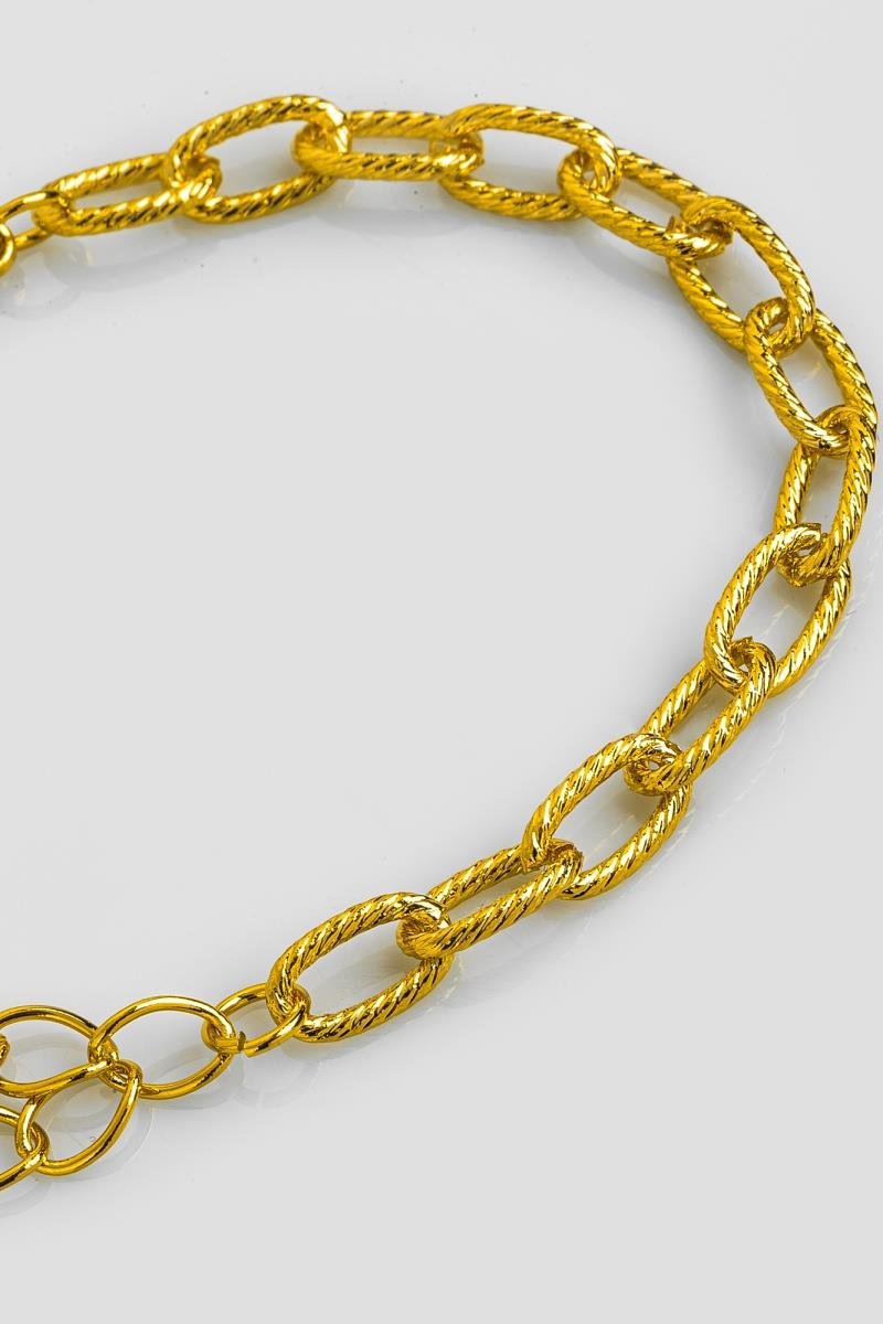 PULSEIRA FIO DUPLO ELO OVAL DIAMANTADO OURO