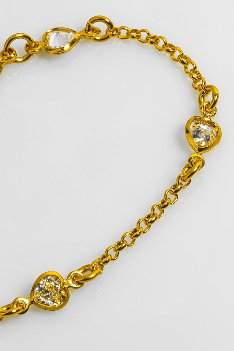 PULSEIRA INFANTIL CORAÇÃO DE ZIRCÔNIAS ELO PORTUGUÊS OURO