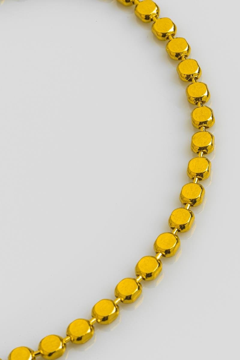 PULSEIRA REDONDINHA BOLINHA FACETADA LISA OURO