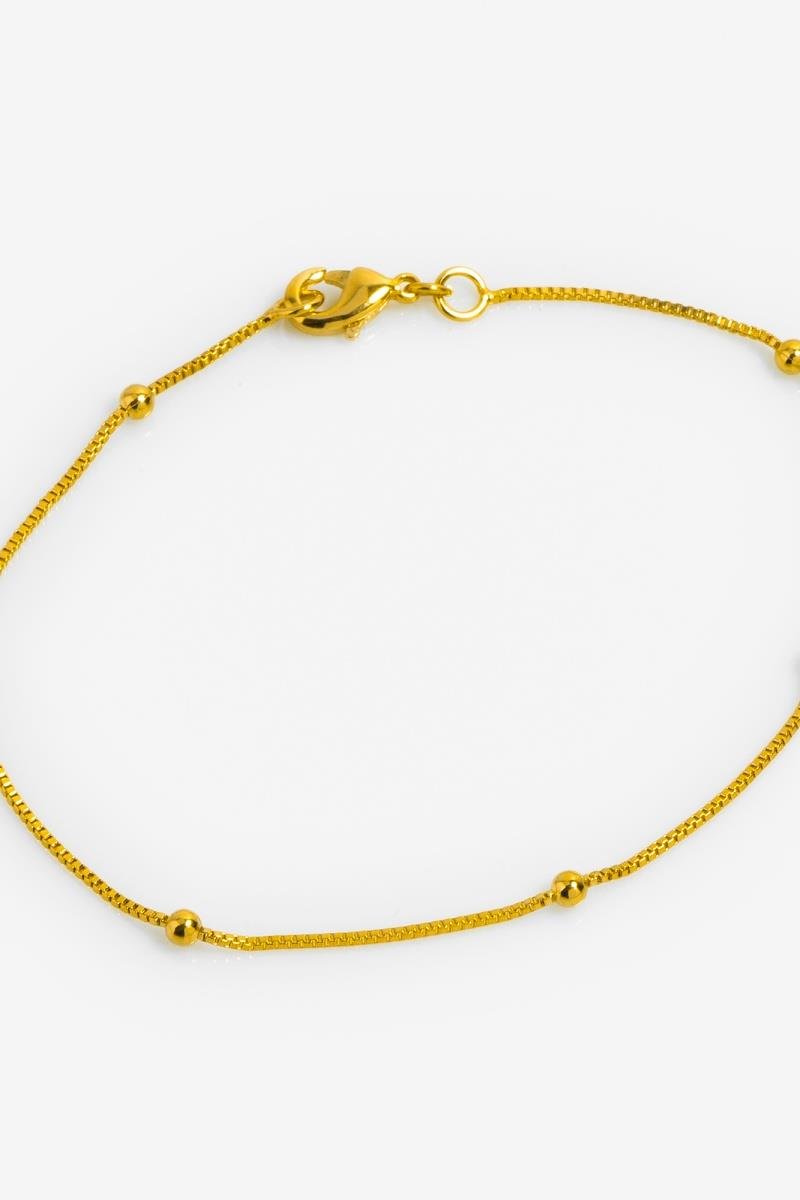 TORNOZELEIRA ELO PORTUGUÊS BOLINHA LISA 3MM OURO