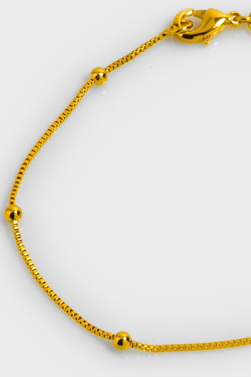 TORNOZELEIRA ELO PORTUGUÊS BOLINHA LISA 3MM OURO