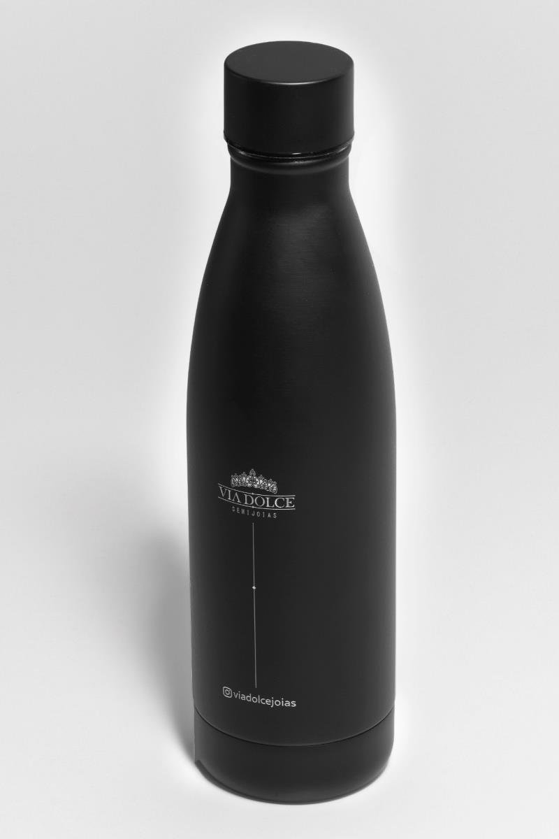 GARRAFA TÉRMICA VIA DOLCE EM AÇO INOX 500ML PRETA