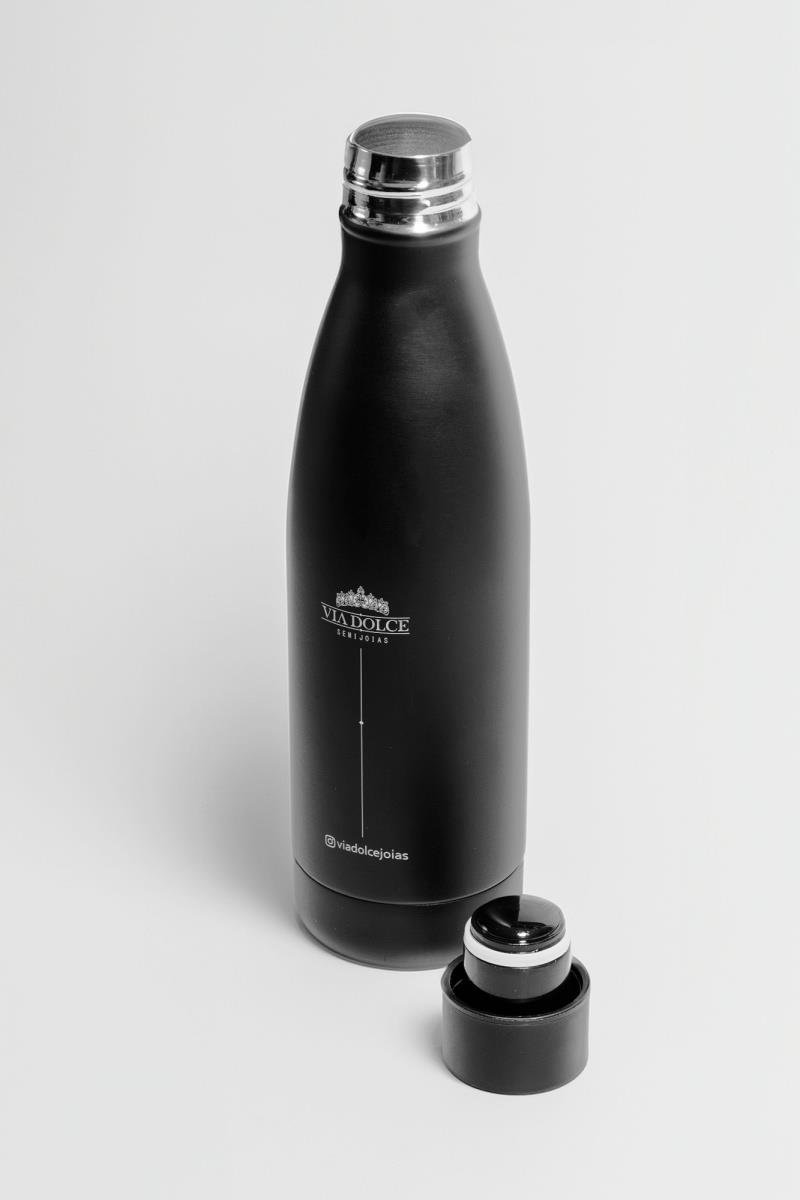 GARRAFA TÉRMICA VIA DOLCE EM AÇO INOX 500ML PRETA