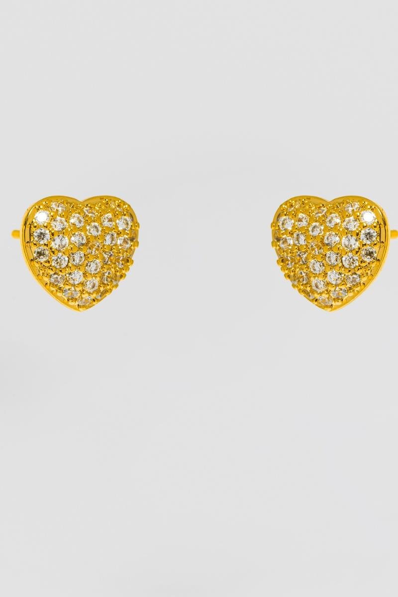 CONJUNTO DE CORAÇÃO CRAVEJADO EM ZIRCÔNIAS OURO