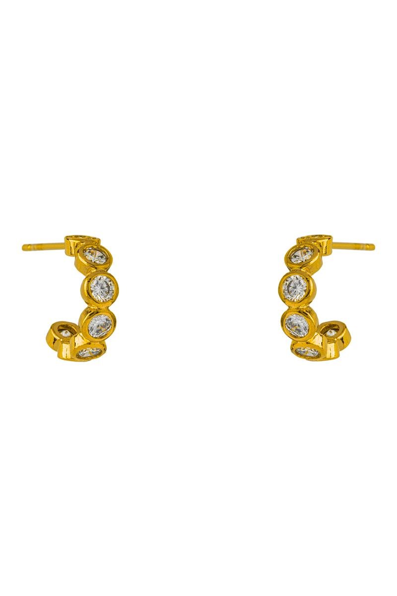 CONJUNTO ARGOLA ZIRCÔNIA CRAVAÇÃO INGLESA PINGENTE REDONDO OURO