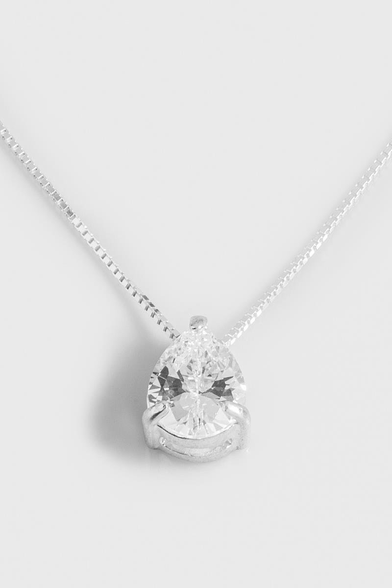 COLAR DE GOTA PONTO DE LUZ ZIRCÔNIA 11MM CORRENTE VENEZIANA 45CM PRATA 925