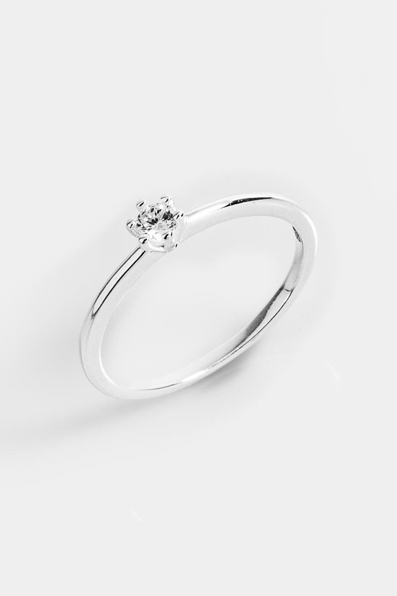 ANEL SOLITÁRIO COM ZIRCÔNIA DE 3MM SEIS GARRAS PRATA 925