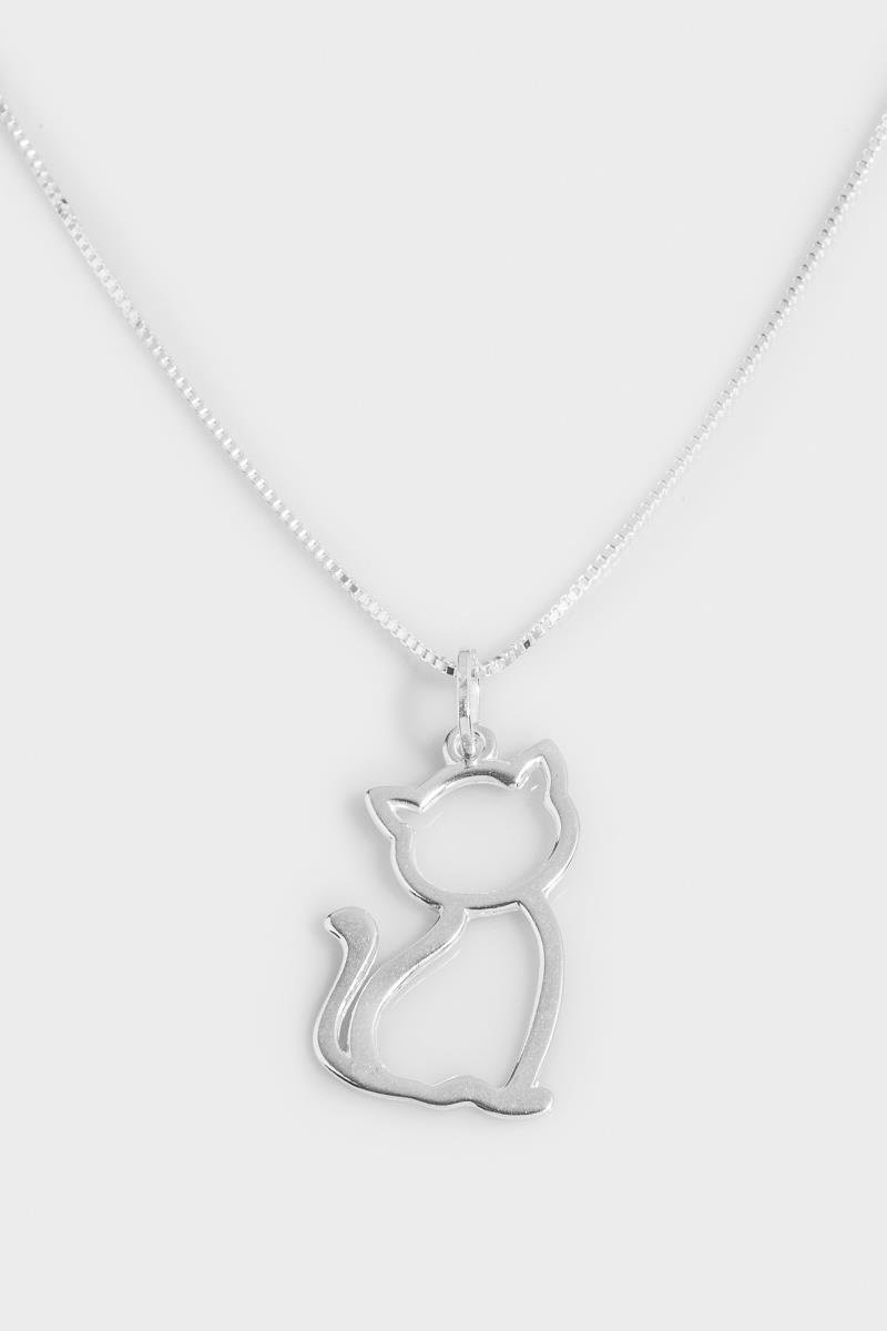 COLAR DE GATINHO VAZADO CORRENTE VENEZIANA 45CM PRATA 925