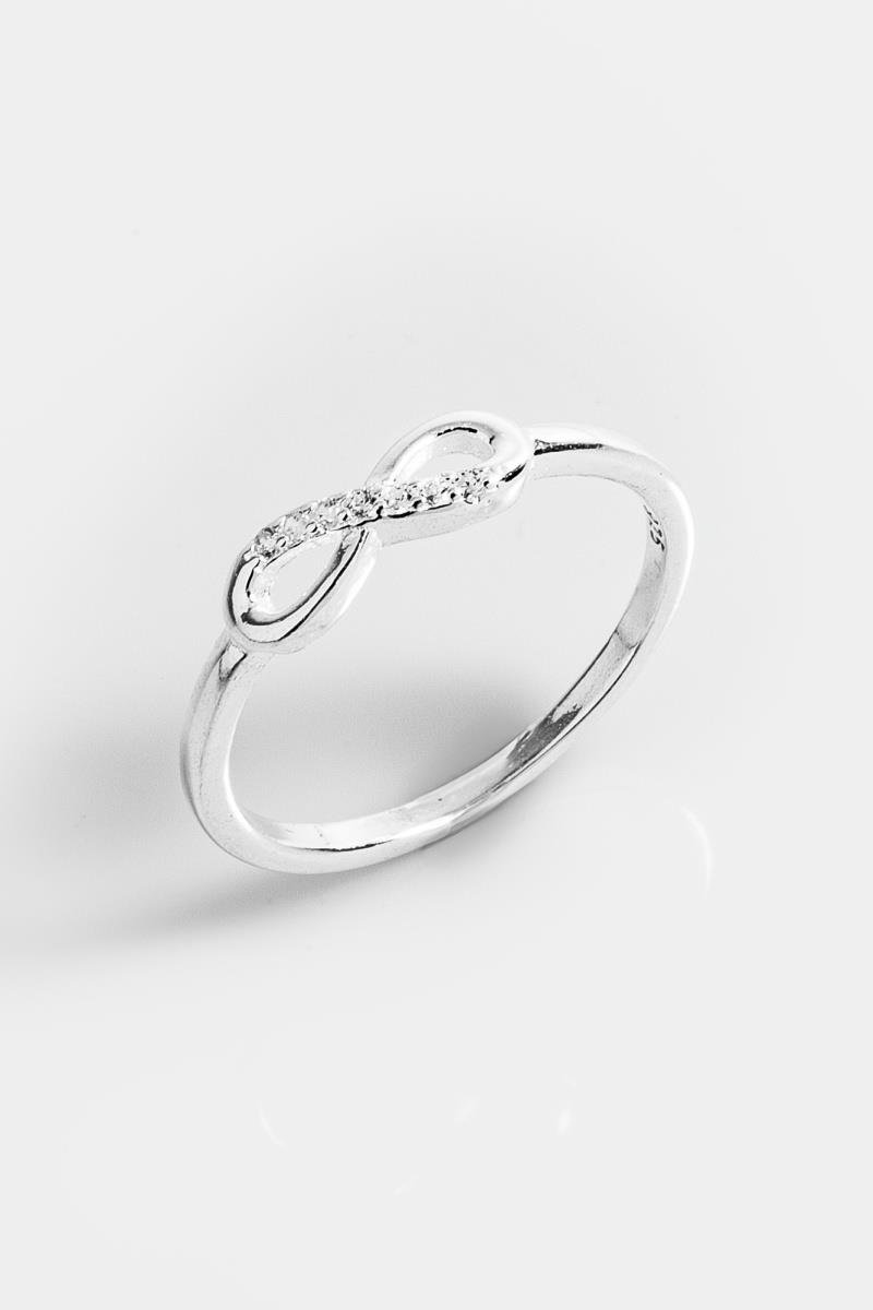 ANEL INFINITO CRAVEJADO EM ZIRCÔNIAS LISO 4X12MM PRATA 925