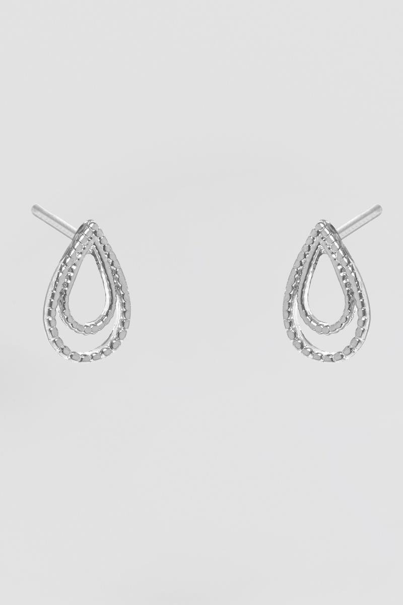 BRINCO DE GOTA FIO DUPLO BOLEADO 9X6MM VAZADO PRATA 925