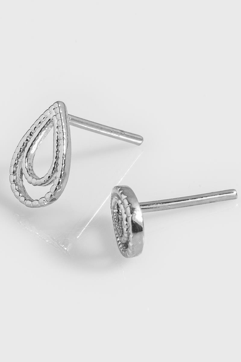 BRINCO DE GOTA FIO DUPLO BOLEADO 9X6MM VAZADO PRATA 925