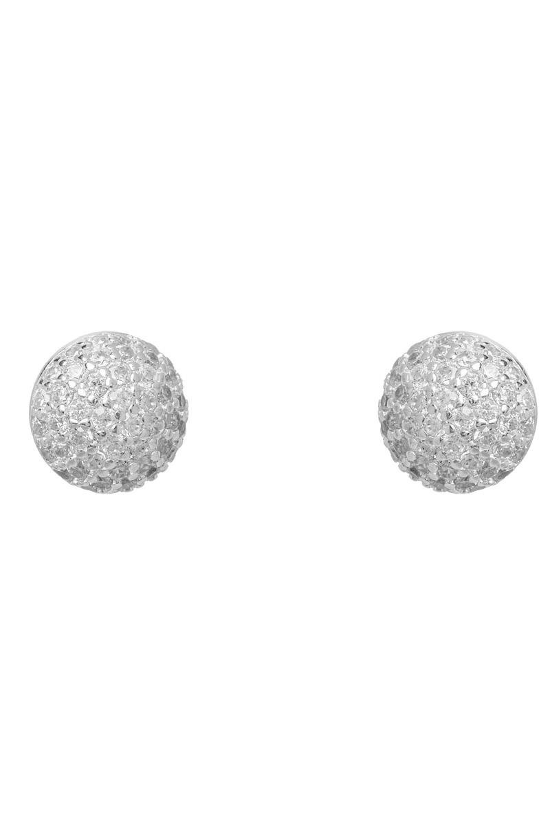 BRINCO MEIA BOLA CRAVEJADA EM ZIRCÔNIAS 10MM PRATA 925