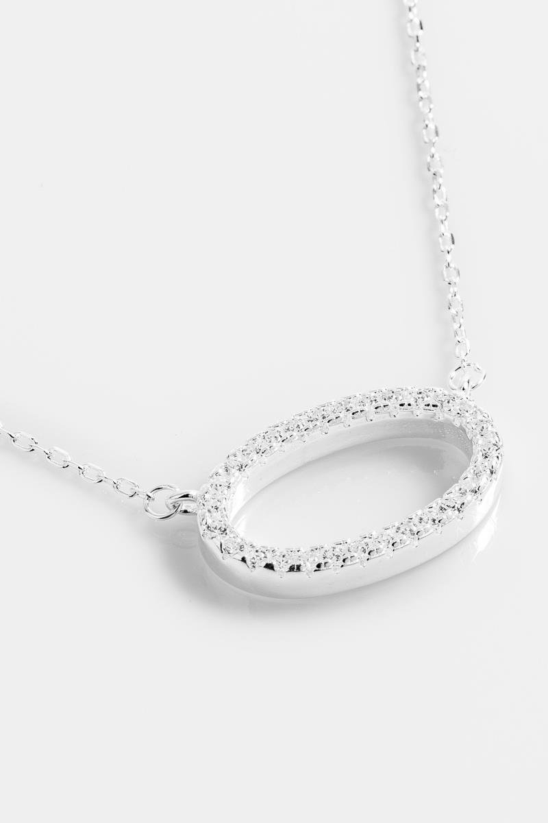 COLAR OVAL CRAVEJADO EM ZIRCÔNIAS CORRENTE ELINHO 40CM PRATA 925