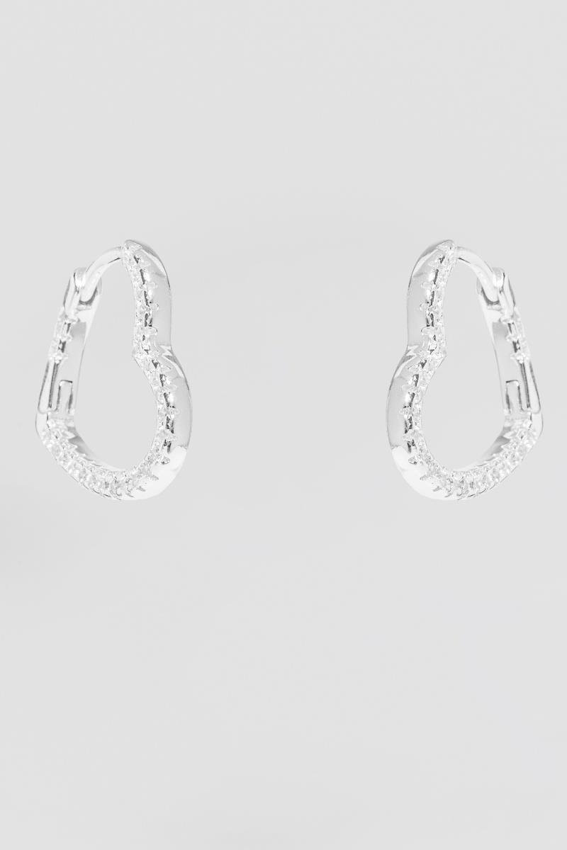 BRINCO CORAÇÃO CRAVEJADO EM ZIRCÔNIAS LATERAL CLICK 15X16MM PRATA 925